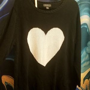 Heart Print Knit Sweater